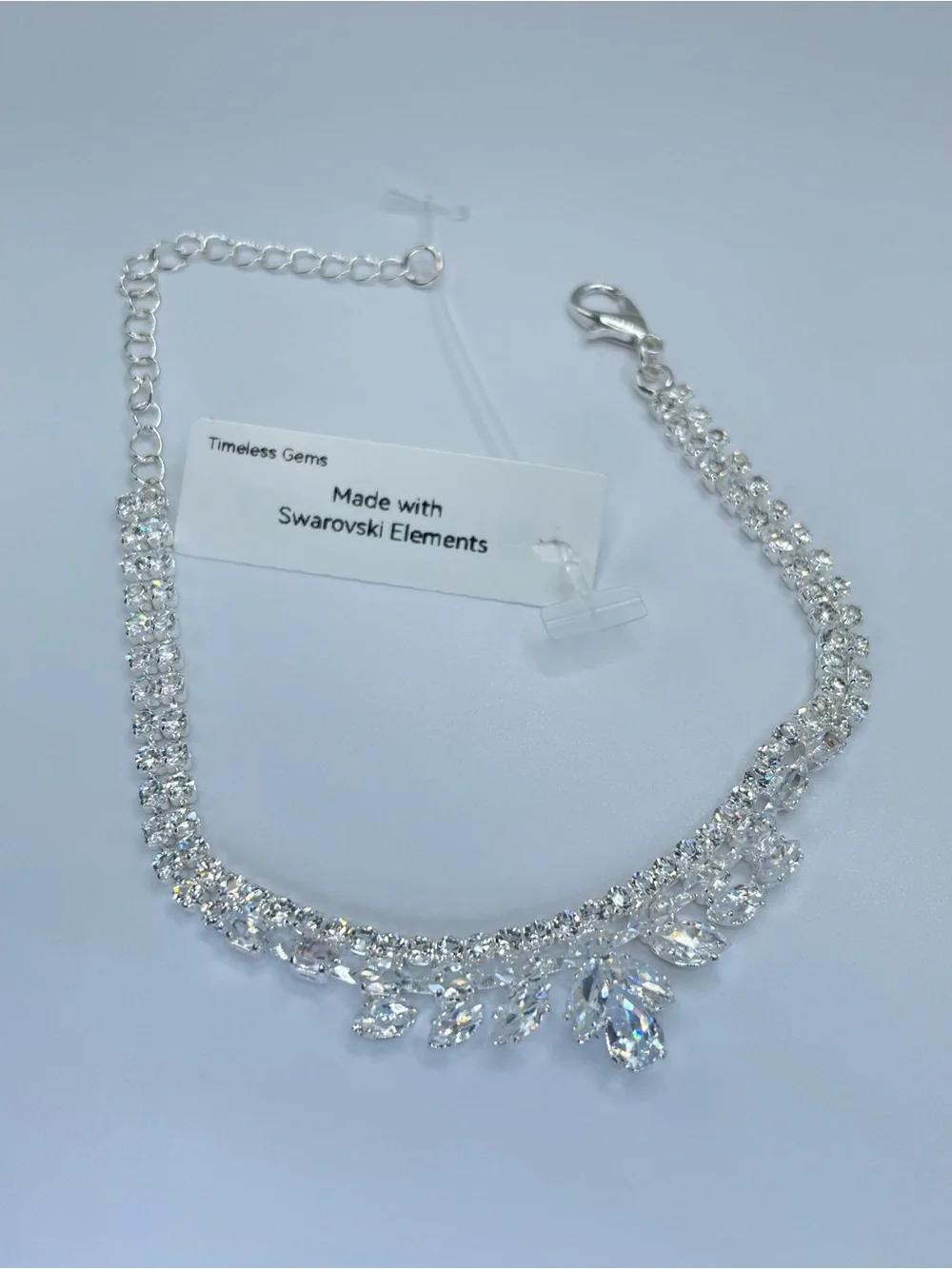 Swarovski Crystal Elements White Crystal Bridal Tennis Bracelet Formal Art Deco